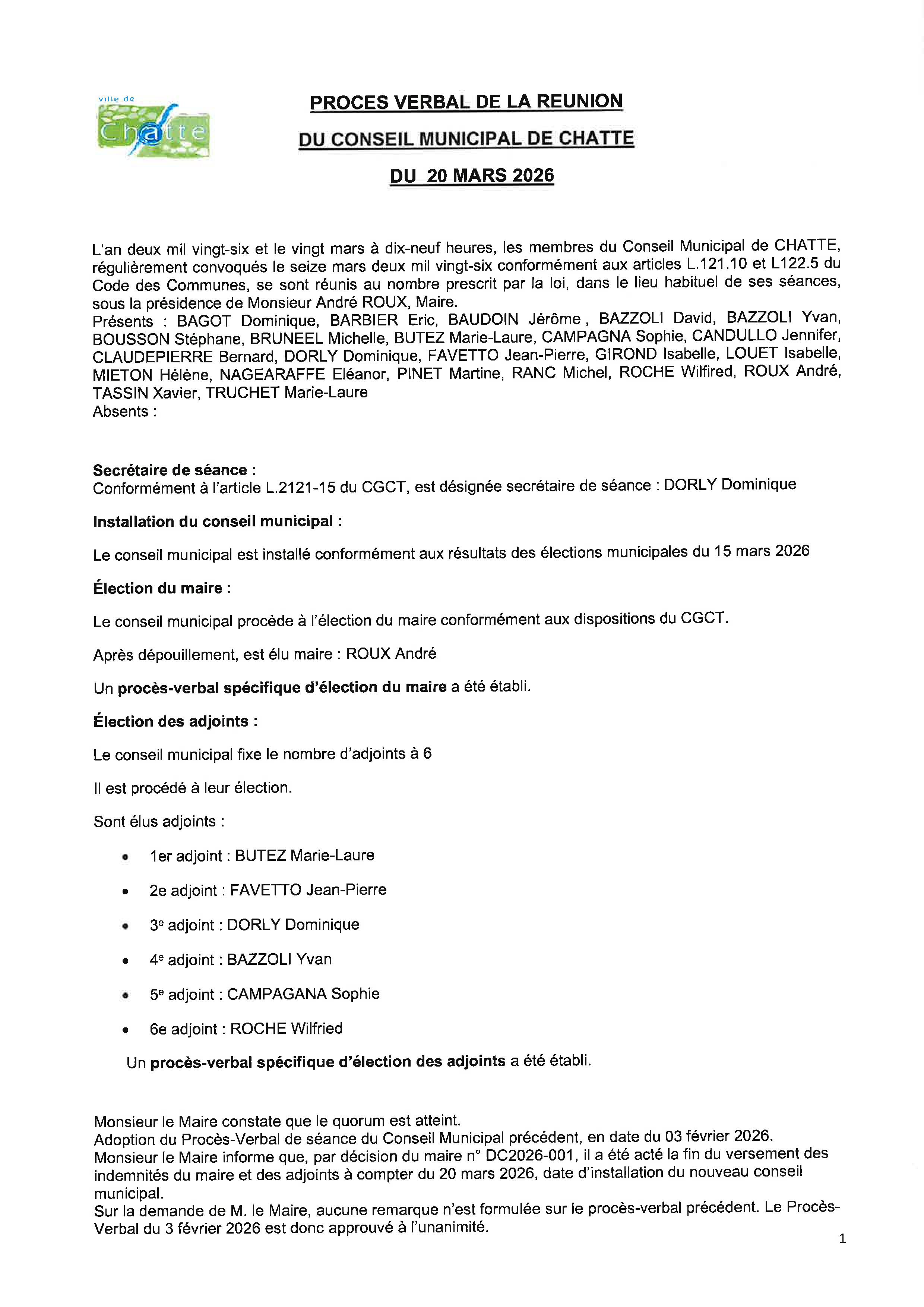 PV de séance CM du 20 mars