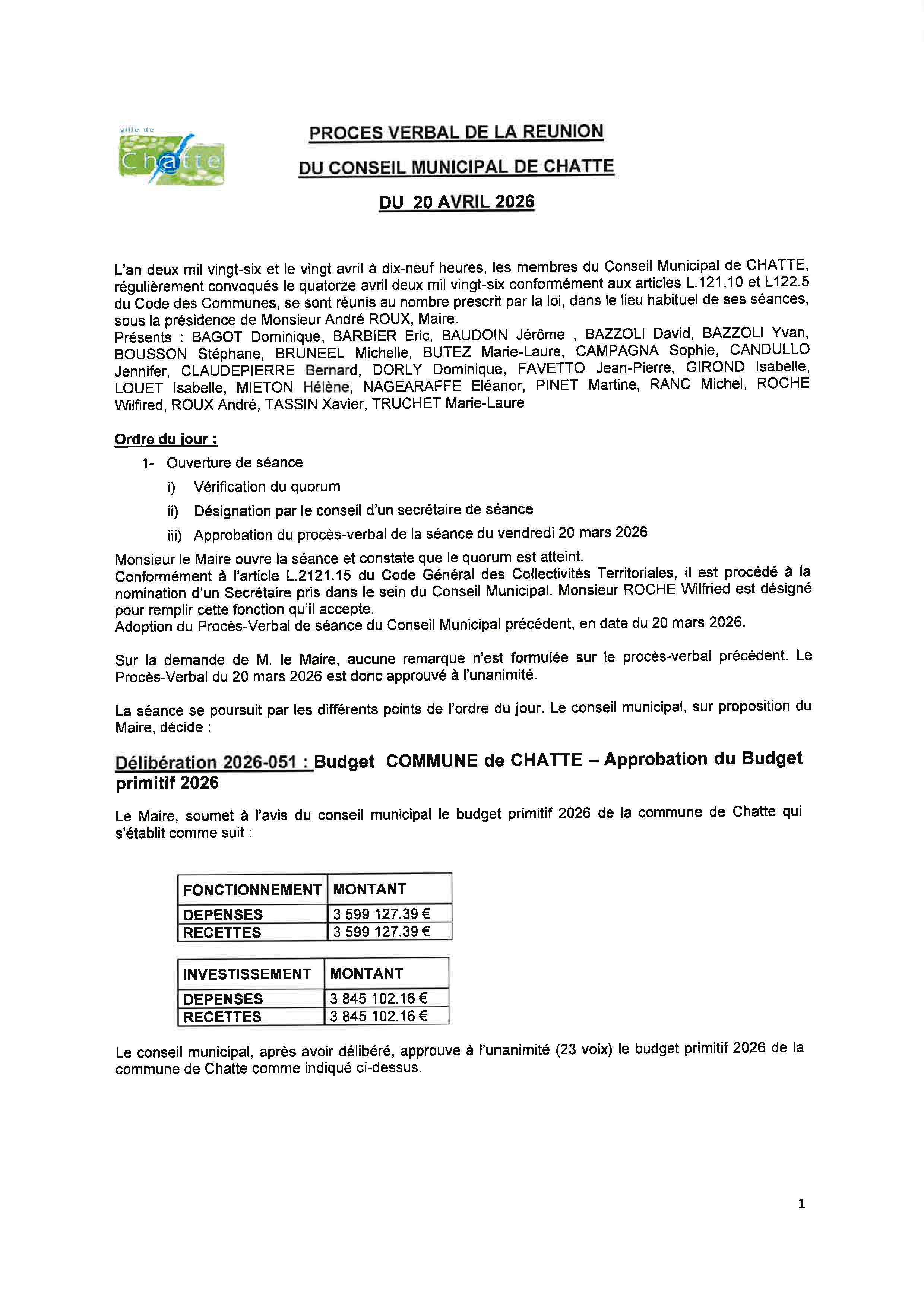 PV de séance CM du 20 avril